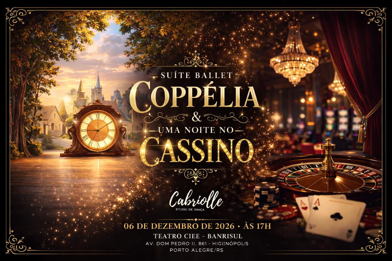 Card do espetáculo Suíte Ballet Coppélia e Uma Noite no Cassino